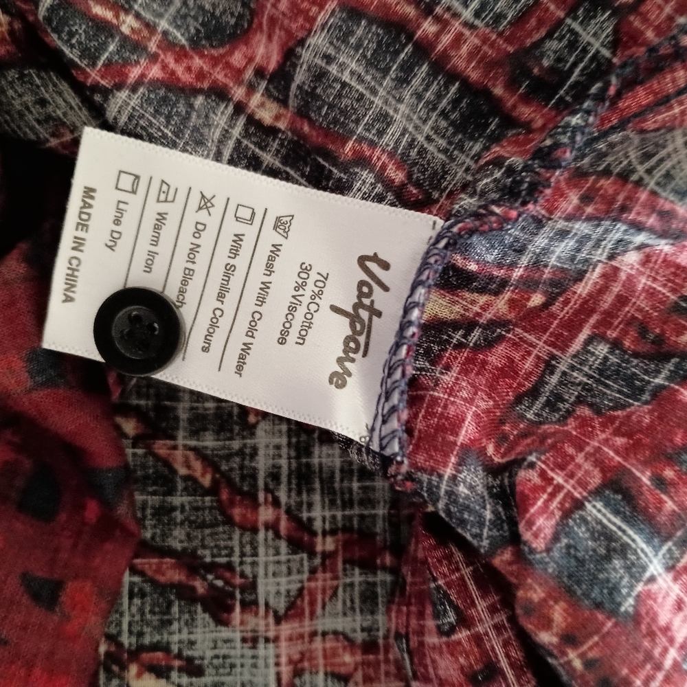 VatPave Red and Black Zebra Patterned Festival Tropical Camp Shirt 3XL - Picture 8 of 9